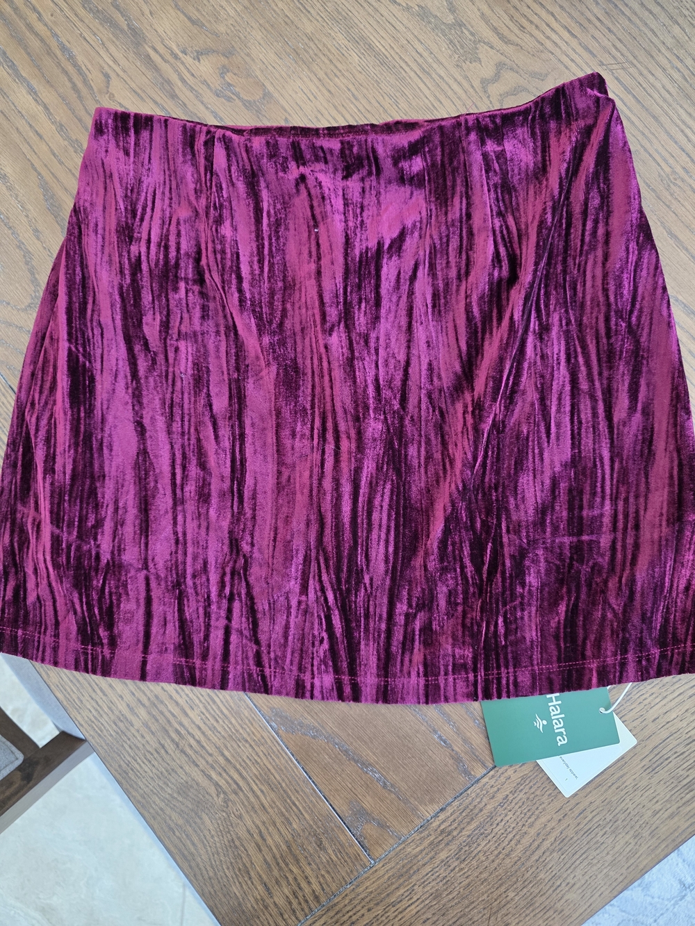 Halara Velvet Crushed Mini Skirt - Magenta